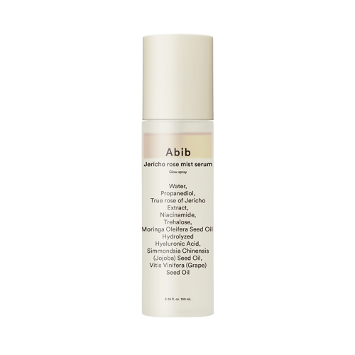 Abib Jericho Rose Mist Serum Glow Spray, a 100 ml serum, front of the pack facing the camera