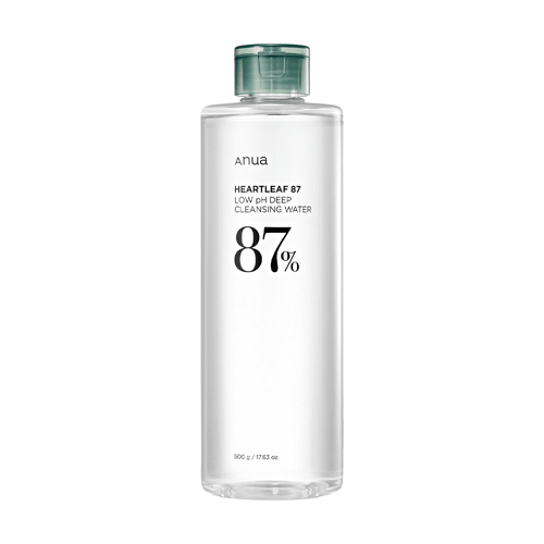 Anua Heartleaf 87 Low pH Deep Cleansing Water, a 500 g cleansing water, front of the pack facing the camera