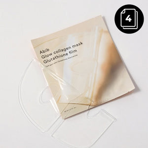 Abib Glow Collagen Mask Glutathione Film, a 38 g x 4 mask set, front of the pack facing the camera