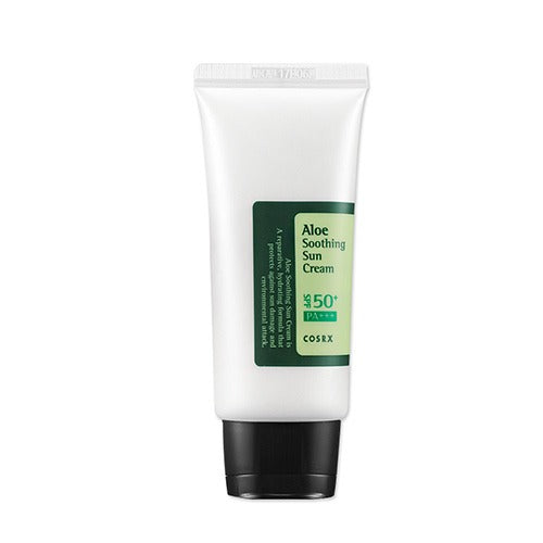 COSRX Aloe Soothing Sun Cream SPF50+/ PA+++, a 50 ml cream, front of the pack facing the camera