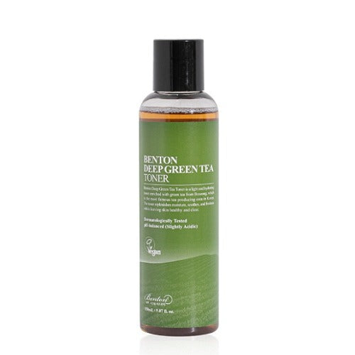 Benton Deep Green Tea Toner, a 150 ml toner, front of the pack facing the camera