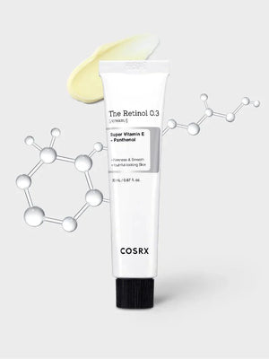 COSRX The Retinol 0.1 Cream, a 20 ml cream, front of the pack facing the camera