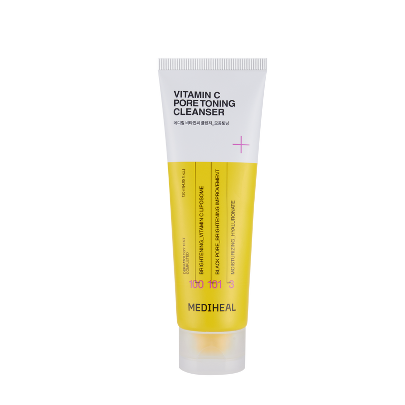 MEDIHEAL Vitamin C Pore Toning Cleanser, a 120 ml cleanser, front of the pack facing the camera