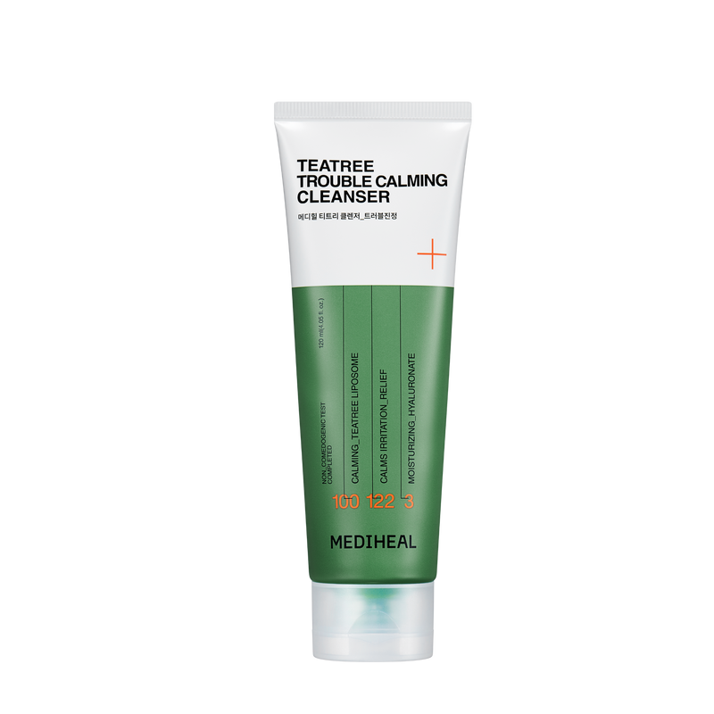 MEDIHEAL Teatree Trouble Calming Cleanser, a 120 ml cleanser, front of the pack facing the camera