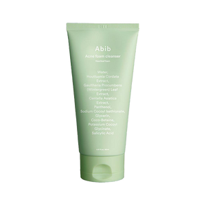 Abib Acne foam cleanser Heartleaf foam, a 150 ml cleanser, front of the pack facing the camera