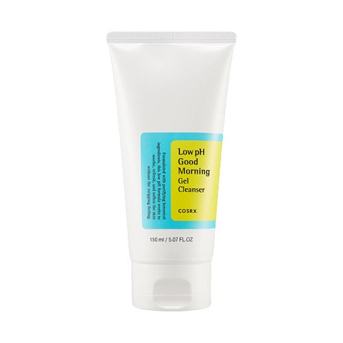 COSRX Low pH Good Morning Gel Cleanser, a 150 ml cleanser, front of the pack facing the camera